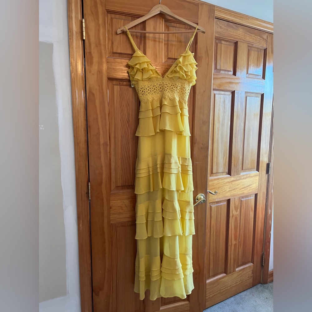 Ruffle Yellow Maxi Dress/Gown
